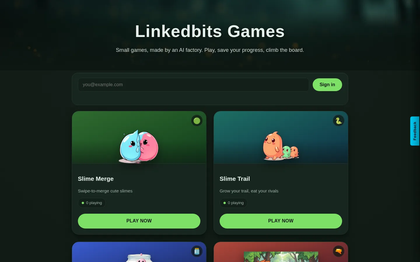 Linkedbits Games portal with playable casual games